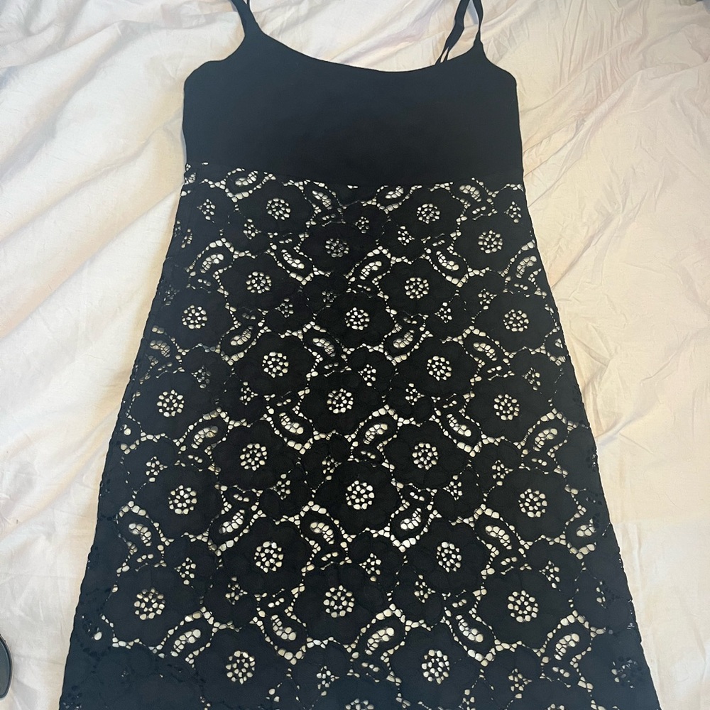 Bailey 44 Black and White Lace Detail Top